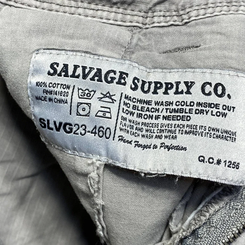 Salvage Supply Co Cargo Shorts Mens 32 Gray Embroidered Flap Pocket Workwear